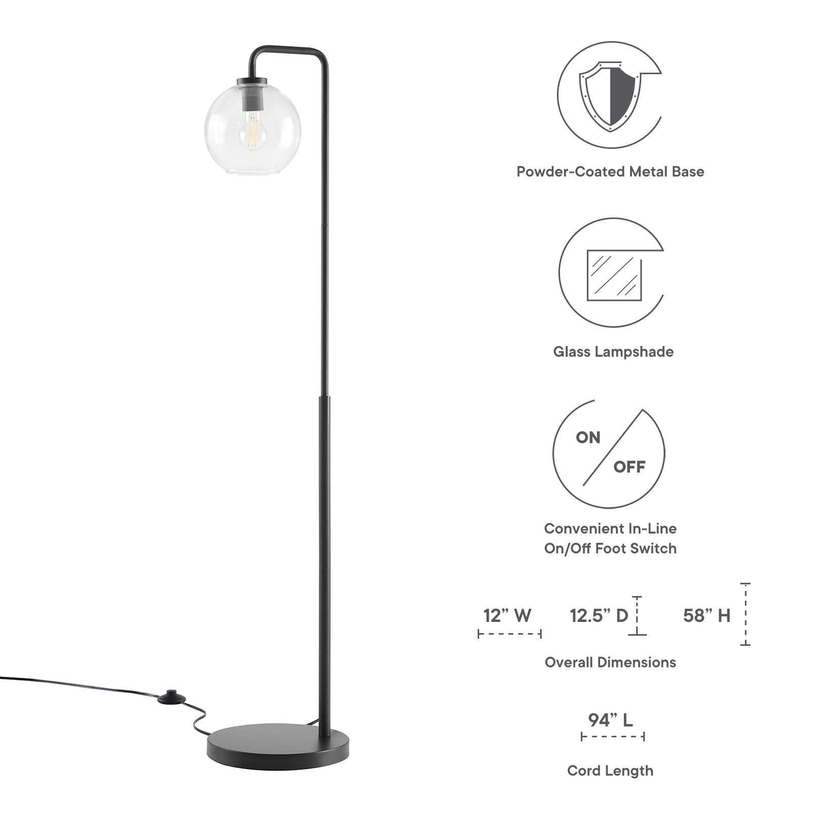 Modway Silo Glass Globe Glass and Metal Floor Lamp FredCo