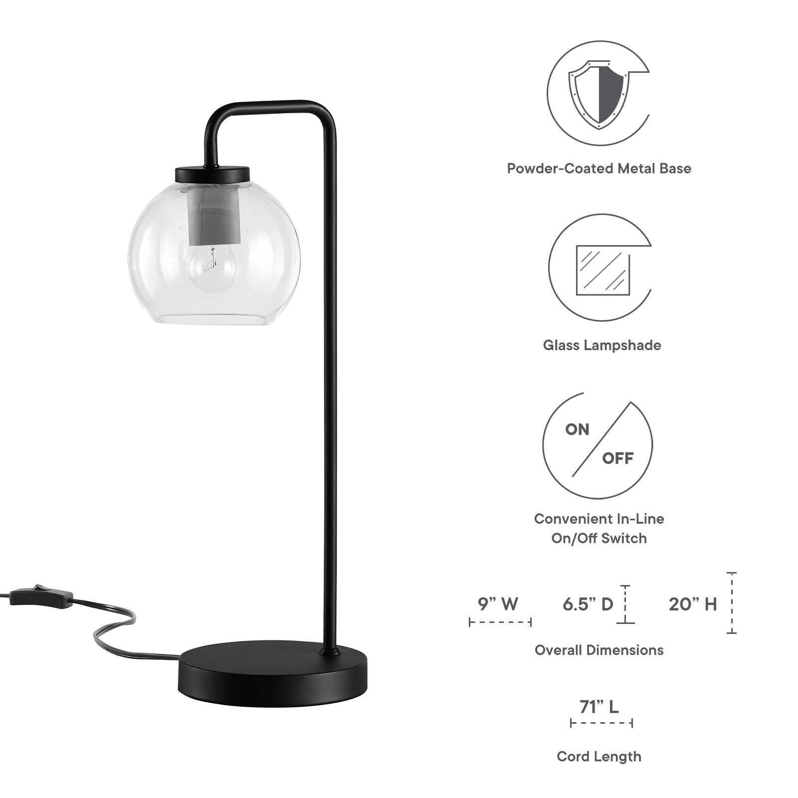 Modway Silo Glass Globe Glass and Metal Table Lamp FredCo