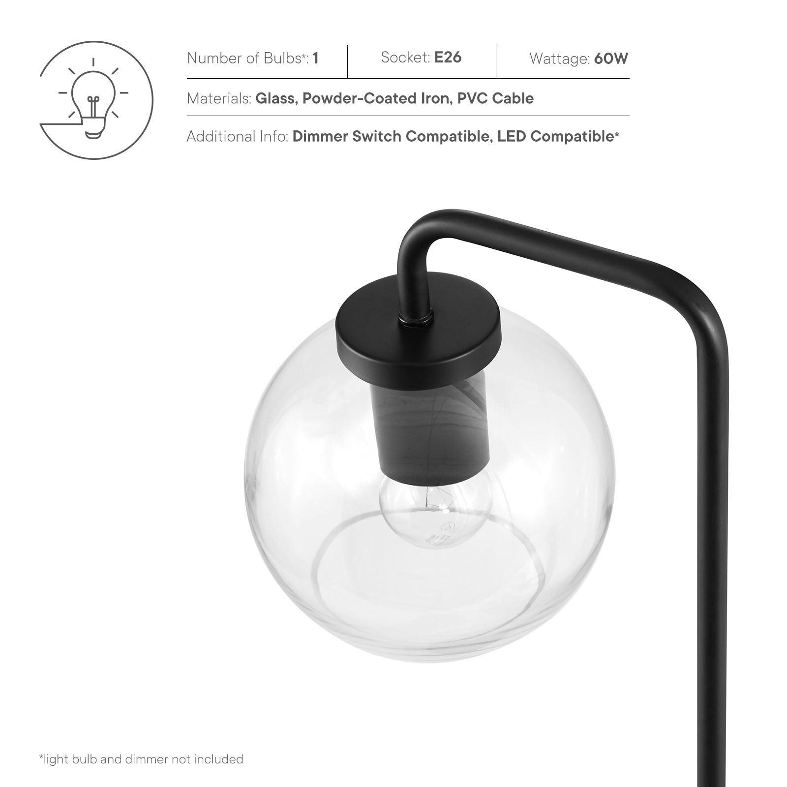 Modway Silo Glass Globe Glass and Metal Table Lamp FredCo