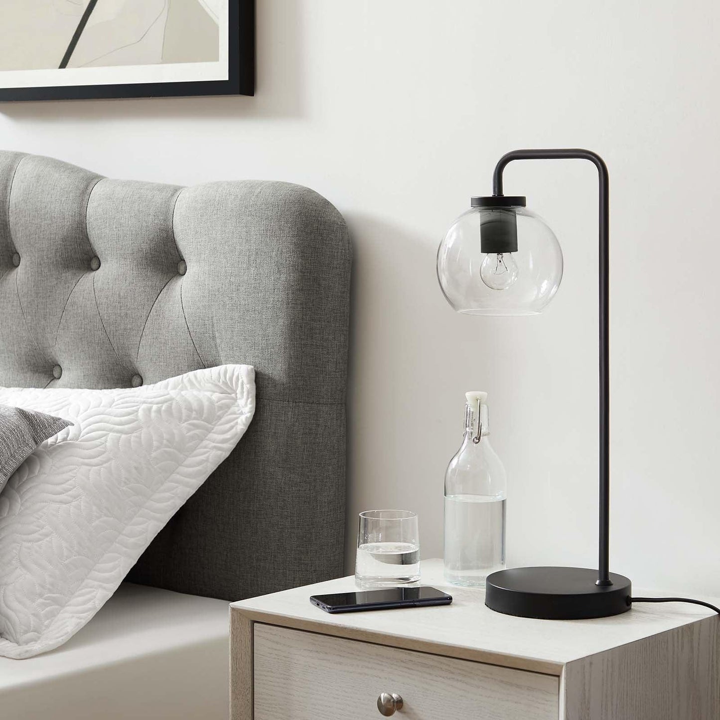 Modway Silo Glass Globe Glass and Metal Table Lamp FredCo