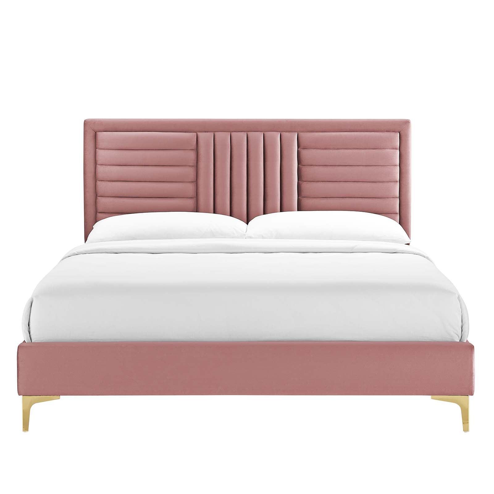 Modway Sofia Channel Tufted Performance Velvet King Platform Bed FredCo