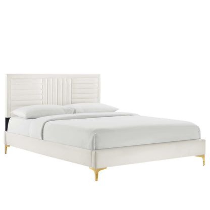 Modway Sofia Channel Tufted Performance Velvet King Platform Bed FredCo
