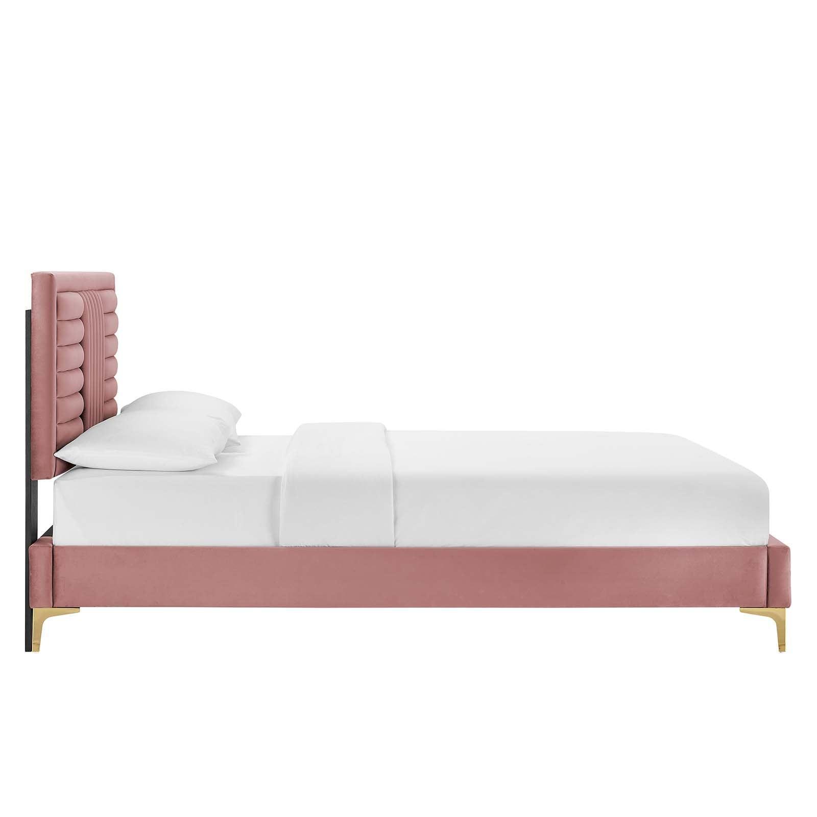 Modway Sofia Channel Tufted Performance Velvet King Platform Bed FredCo