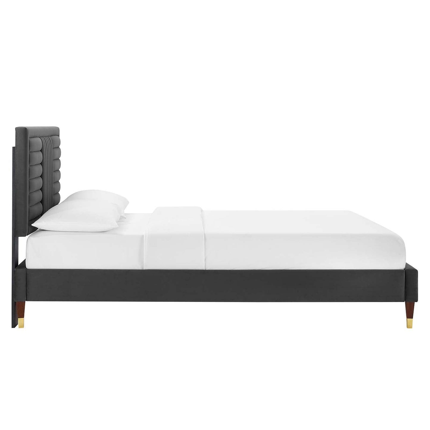 Modway Sofia Channel Tufted Performance Velvet Queen Platform Bed FredCo