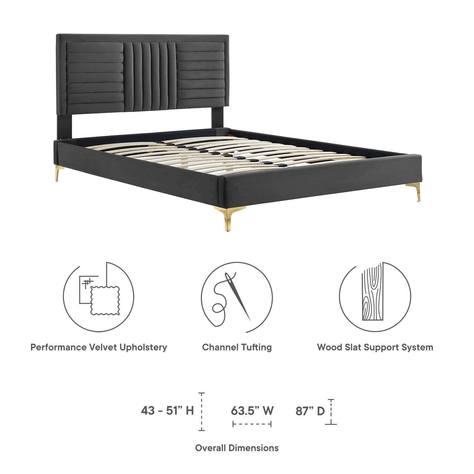 Modway Sofia Channel Tufted Performance Velvet Twin Platform Bed FredCo