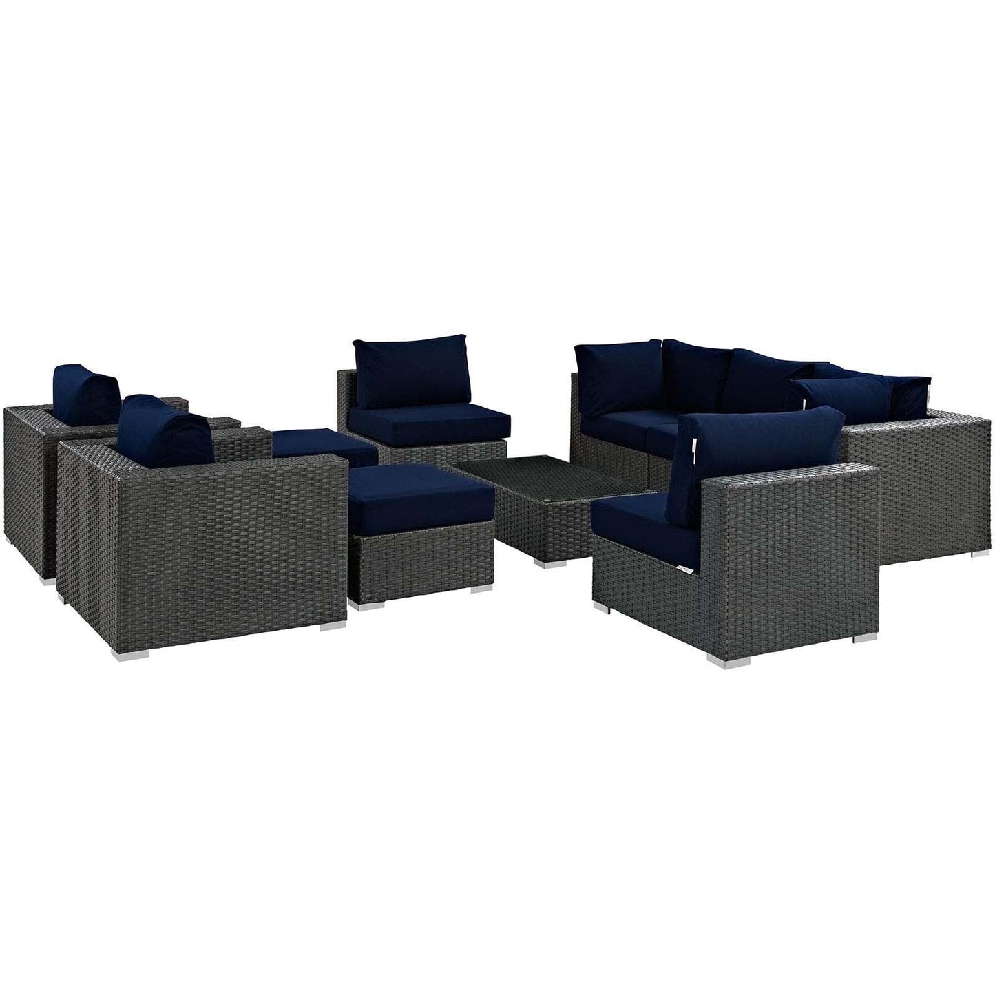 Modway Sojourn 10 Piece Outdoor Patio Sunbrella® Sectional Set FredCo