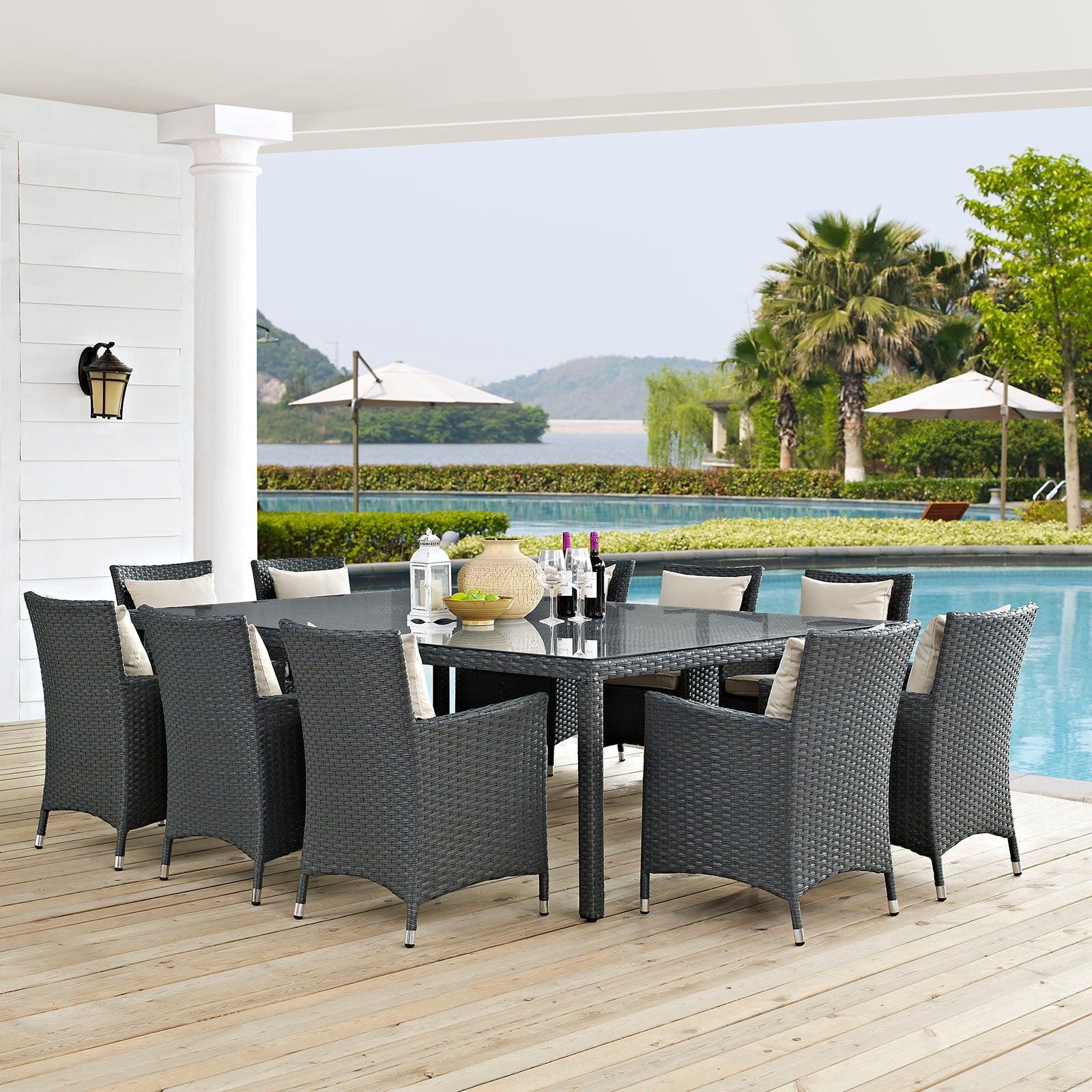 Modway Sojourn 11 Piece Outdoor Patio Sunbrella® Dining Set, EEI-2311 FredCo
