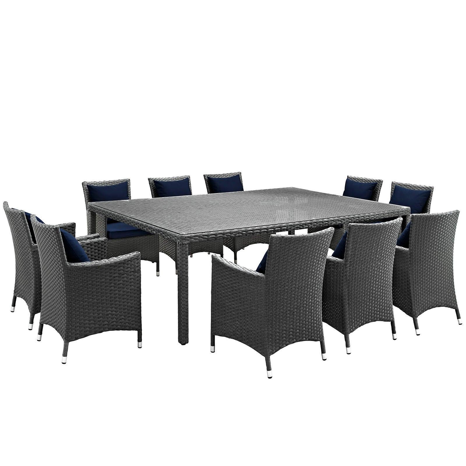 Modway Sojourn 11 Piece Outdoor Patio Sunbrella® Dining Set, EEI-2311 FredCo