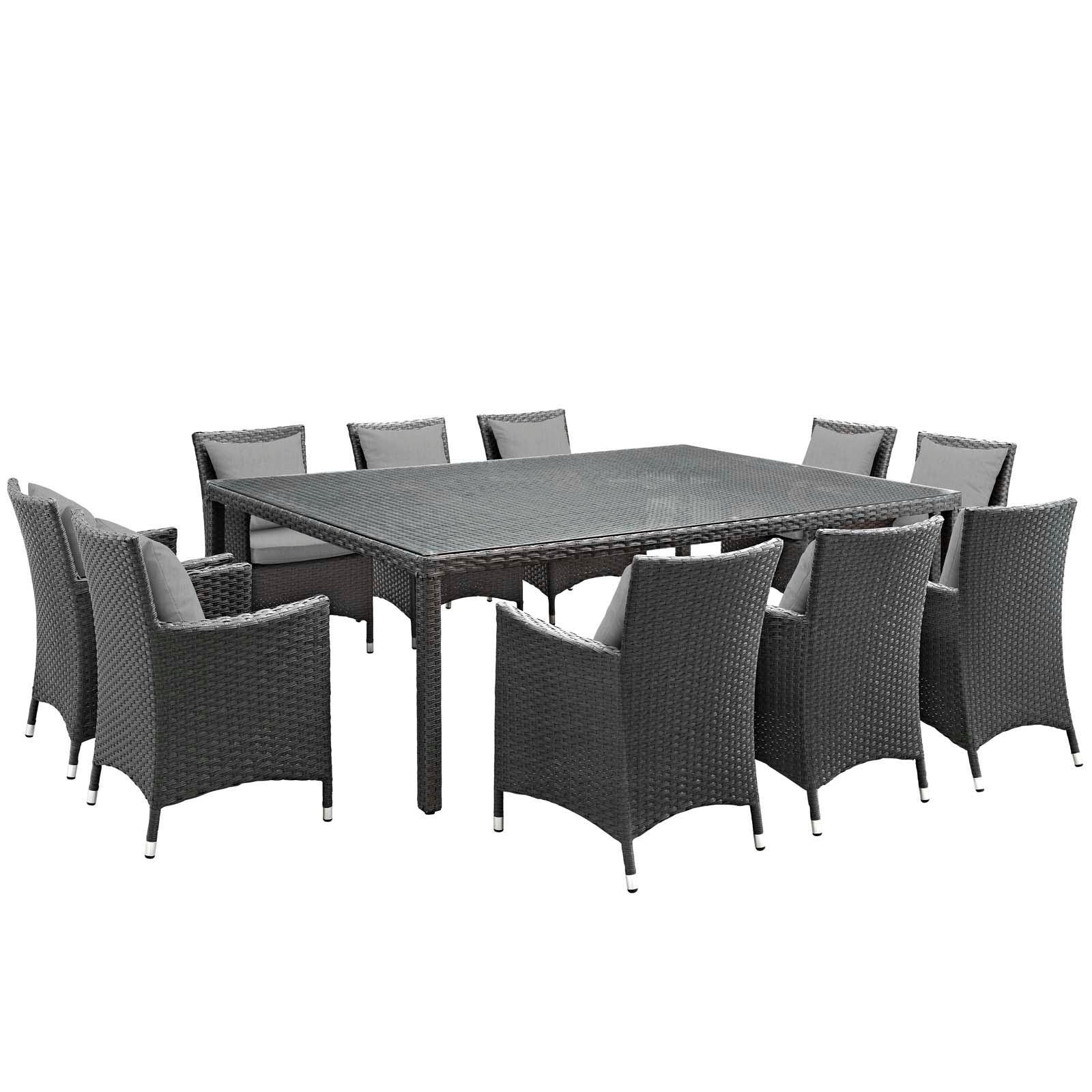 Modway Sojourn 11 Piece Outdoor Patio Sunbrella® Dining Set, EEI-2311 FredCo