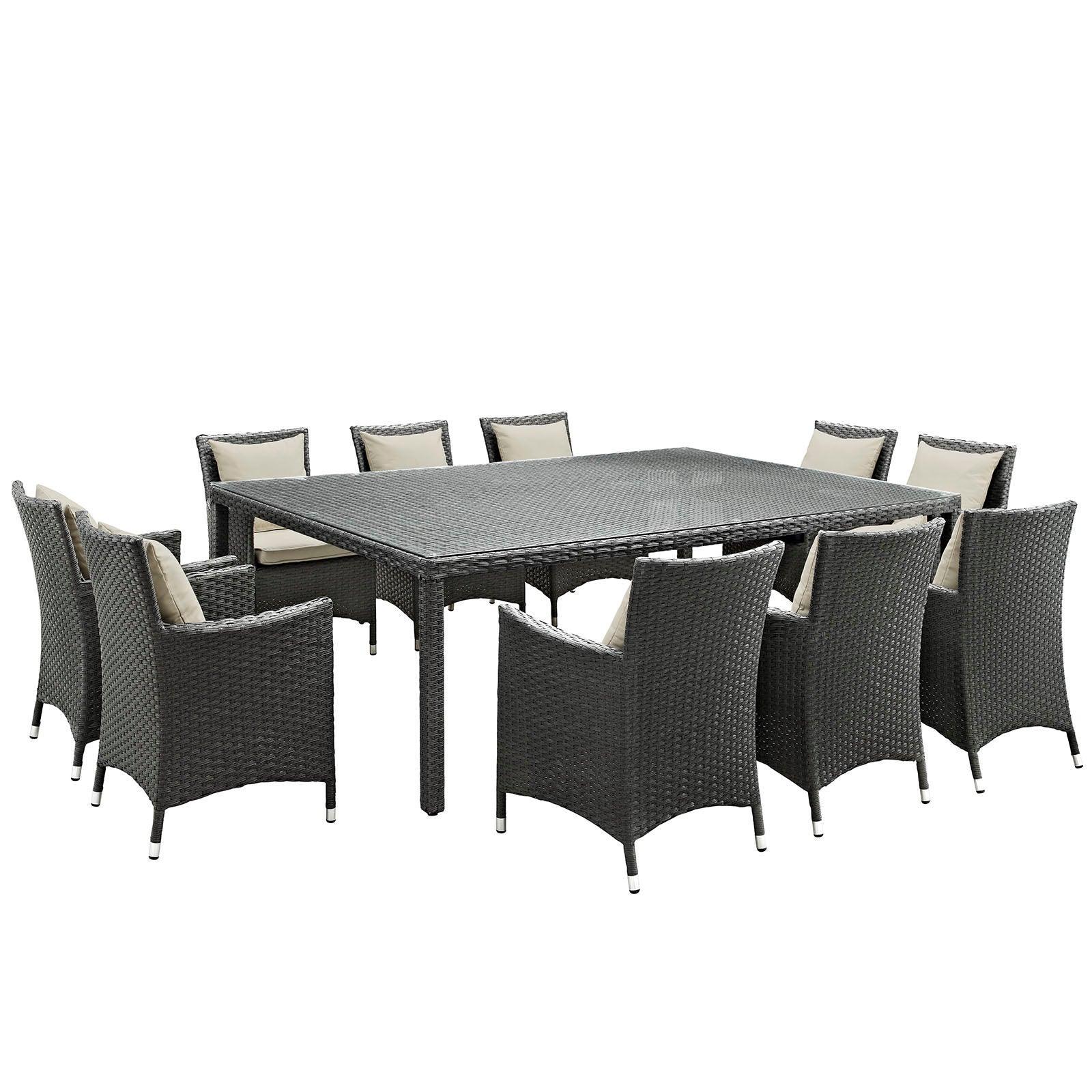 Modway Sojourn 11 Piece Outdoor Patio Sunbrella® Dining Set, EEI-2311 FredCo
