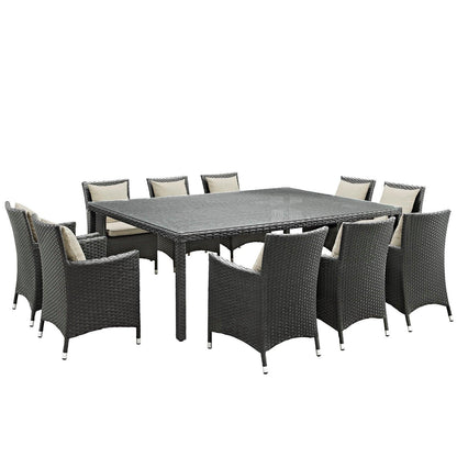 Modway Sojourn 11 Piece Outdoor Patio Sunbrella® Dining Set, EEI-2311 FredCo