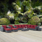 Modway Sojourn 11 Piece Outdoor Patio Sunbrella® Sectional Set FredCo
