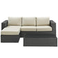 Modway Sojourn 3 Piece Outdoor Patio Sunbrella® Sectional Set FredCo
