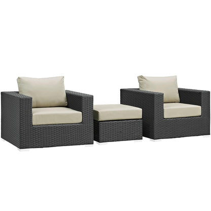 Modway Sojourn 3 Piece Outdoor Patio Sunbrella® Sectional Set, EEI-1891 FredCo