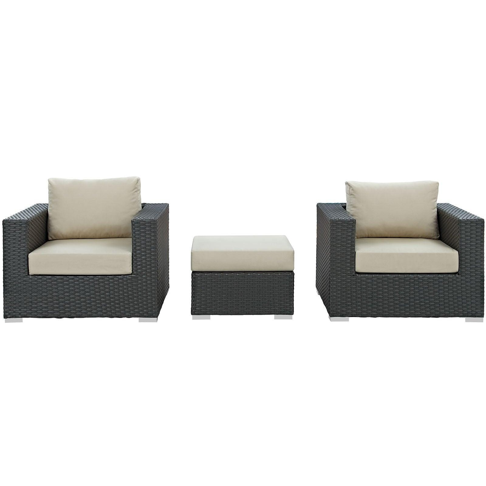 Modway Sojourn 3 Piece Outdoor Patio Sunbrella® Sectional Set, EEI-1891 FredCo