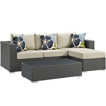 Modway Sojourn 3 Piece Outdoor Patio Sunbrella® Sectional Set, EEI-2384 FredCo