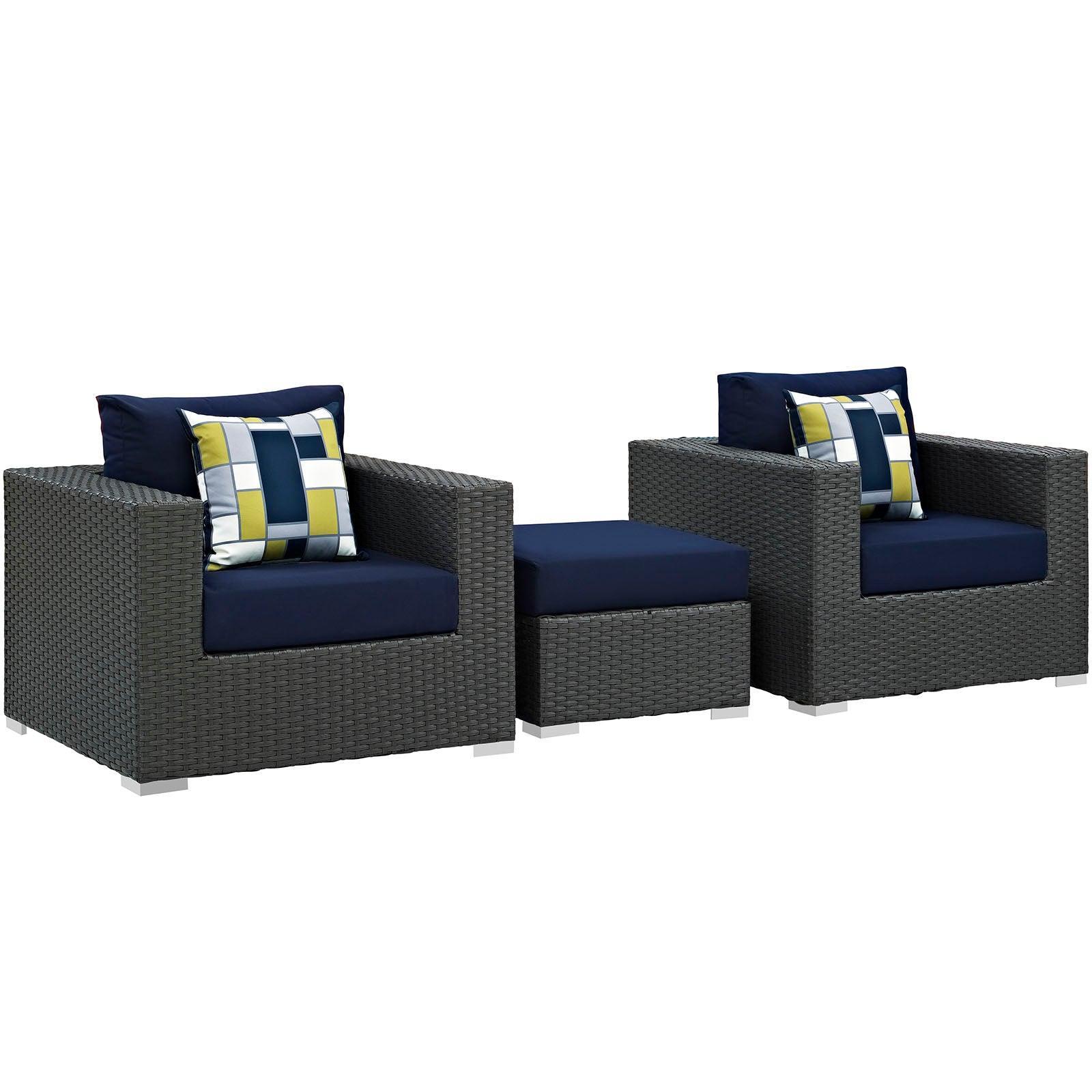 Modway Sojourn 3 Piece Outdoor Patio Sunbrella® Sectional Set, EEI-2386 FredCo