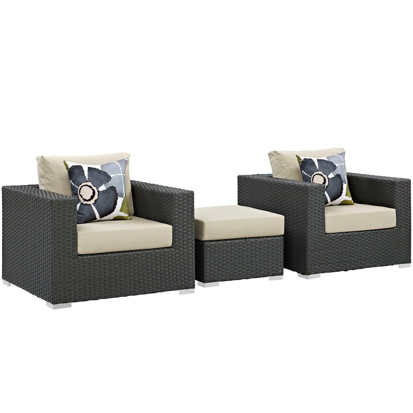 Modway Sojourn 3 Piece Outdoor Patio Sunbrella® Sectional Set, EEI-2386 FredCo