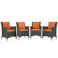 Modway Sojourn 4 Piece Outdoor Patio Sunbrella® Dining Set FredCo