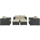 Modway Sojourn 5 Piece Outdoor Patio Sunbrella® Sectional Set FredCo