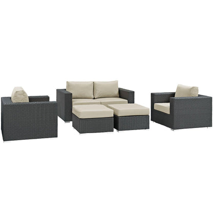 Modway Sojourn 5 Piece Outdoor Patio Sunbrella® Sectional Set FredCo