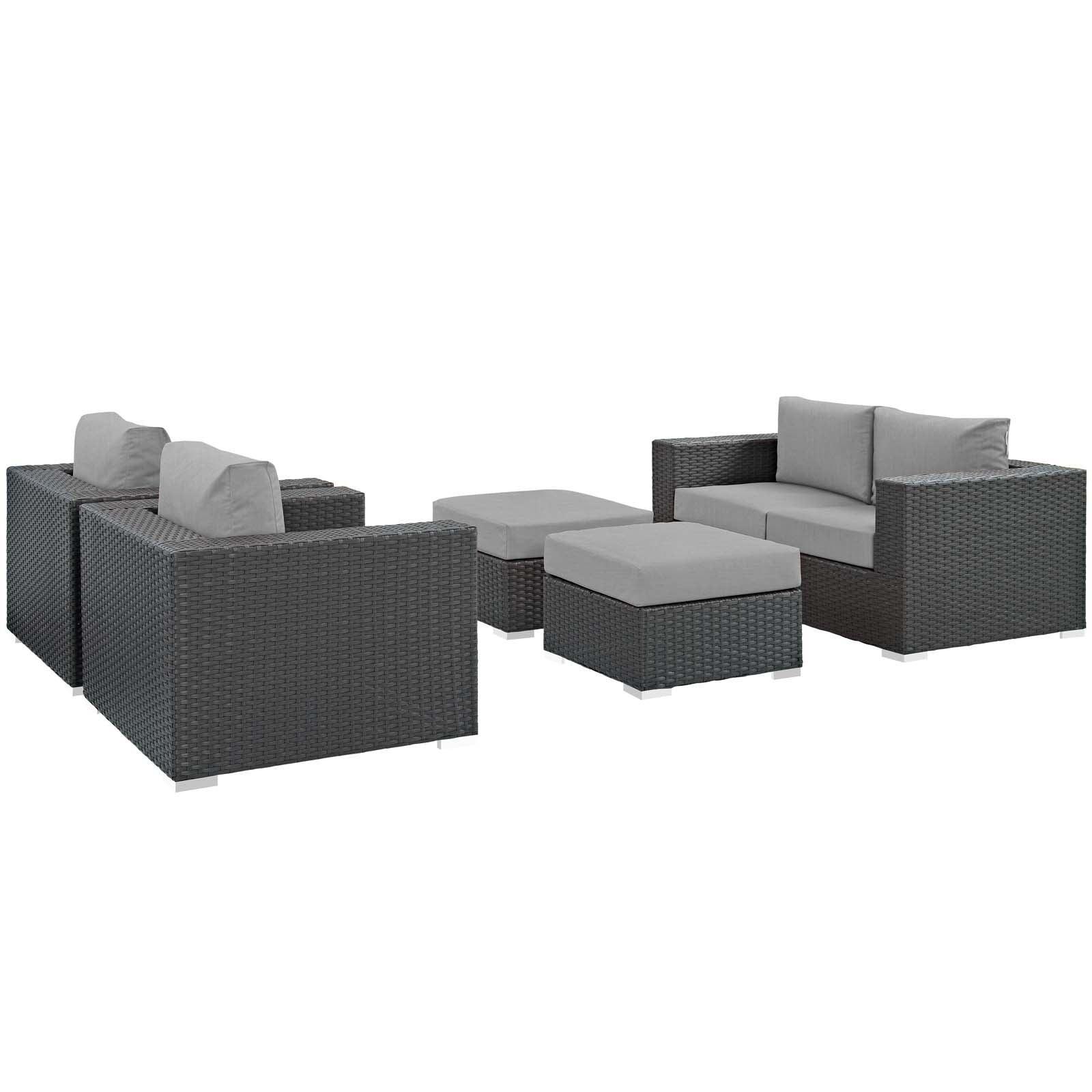 Modway Sojourn 5 Piece Outdoor Patio Sunbrella® Sectional Set FredCo