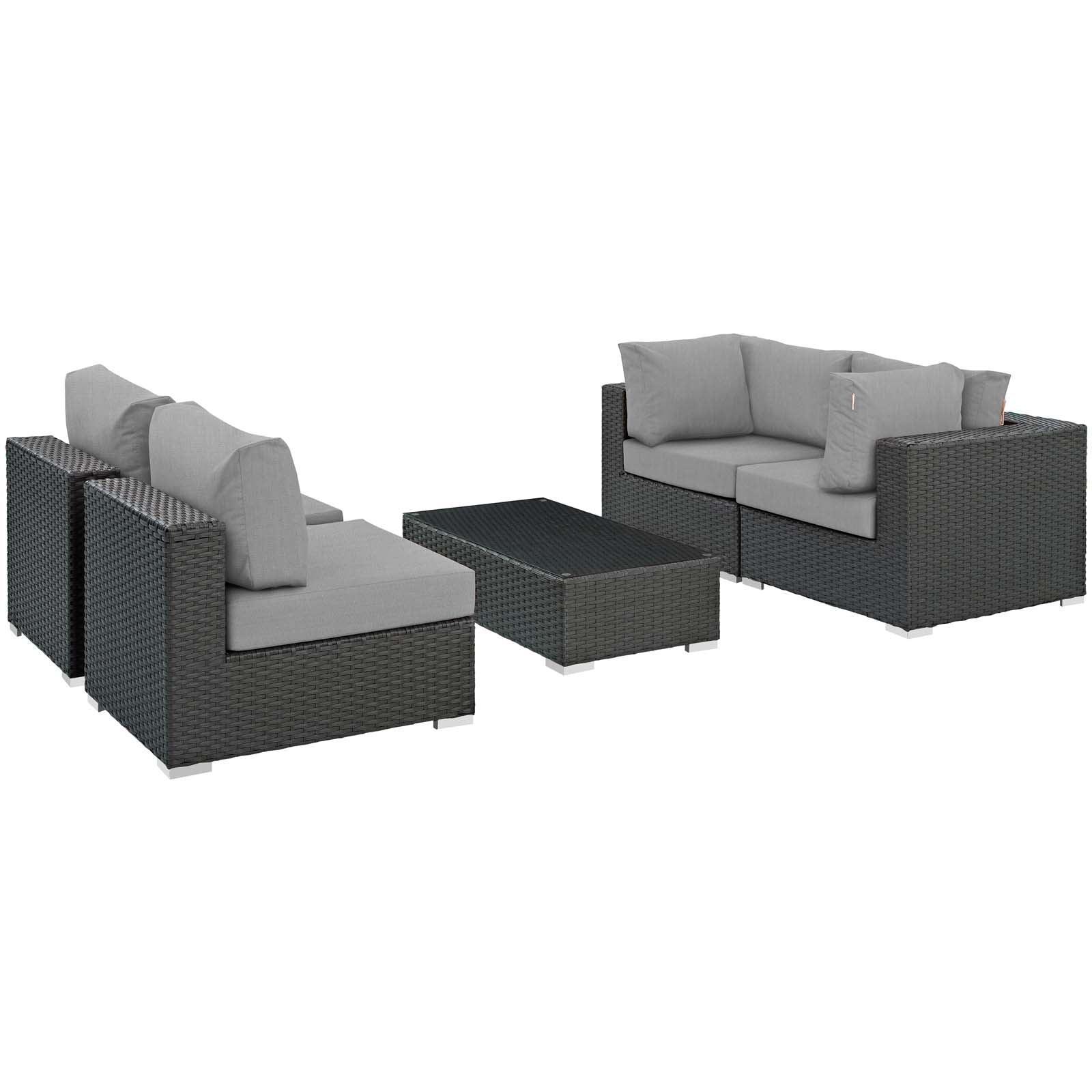 Modway Sojourn 5 Piece Outdoor Patio Sunbrella® Sectional Set, EEI-1882 FredCo
