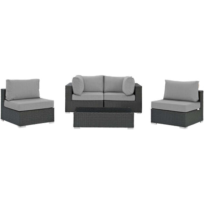 Modway Sojourn 5 Piece Outdoor Patio Sunbrella® Sectional Set, EEI-1882 FredCo