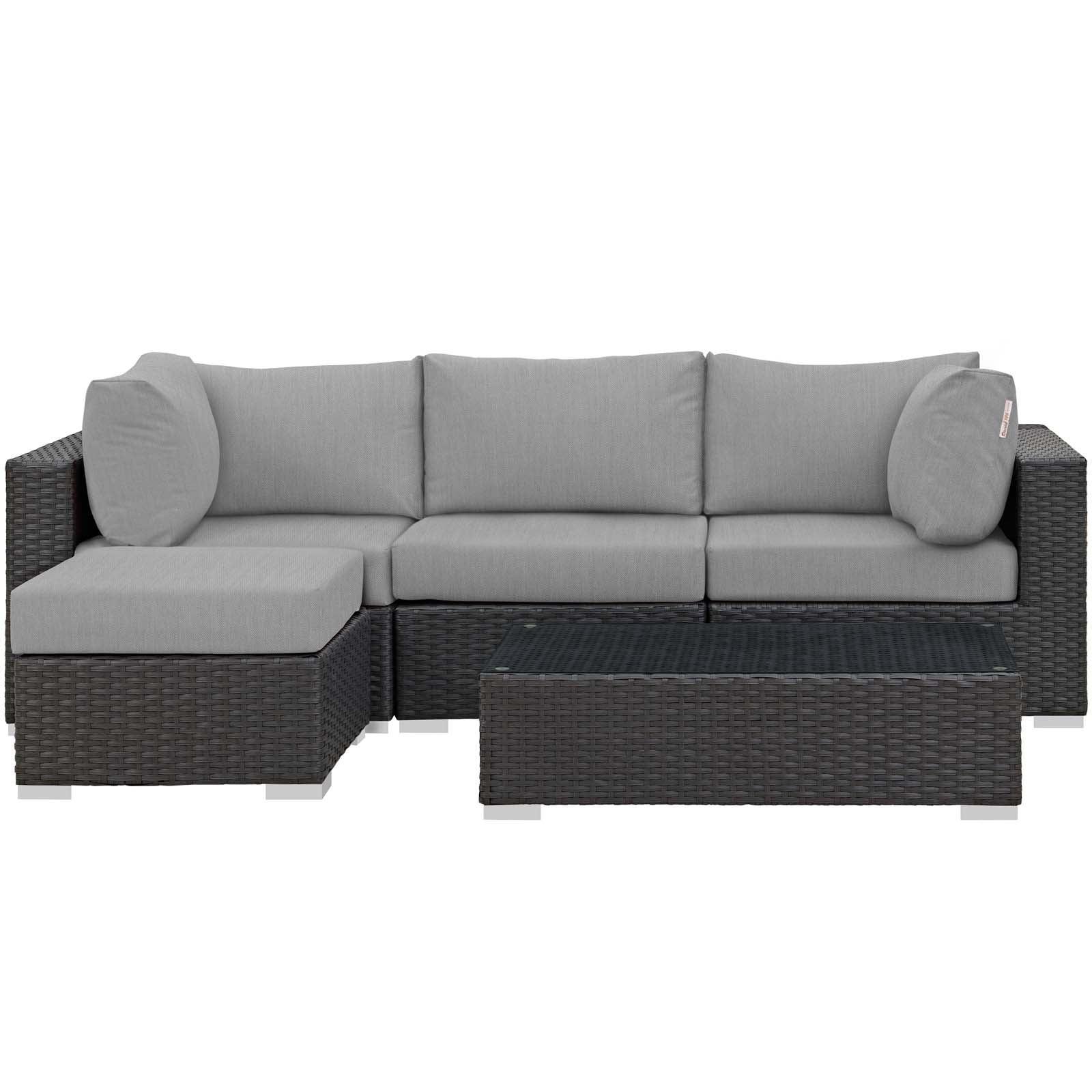 Modway Sojourn 5 Piece Outdoor Patio Sunbrella® Sectional Set, EEI-1890 FredCo