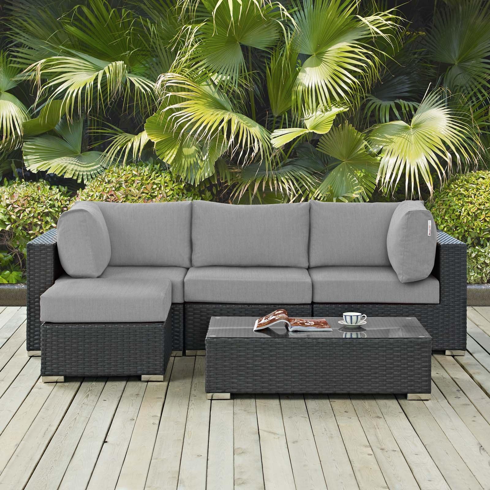 Modway Sojourn 5 Piece Outdoor Patio Sunbrella® Sectional Set, EEI-1890 FredCo