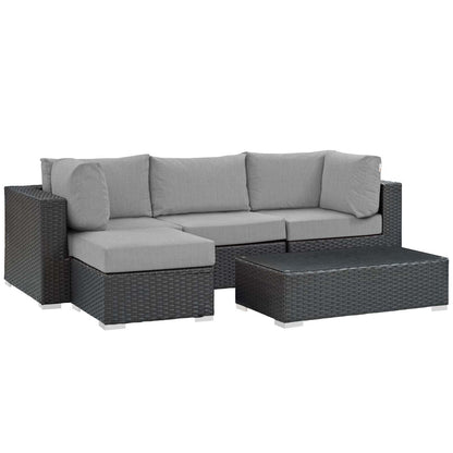 Modway Sojourn 5 Piece Outdoor Patio Sunbrella® Sectional Set, EEI-1890 FredCo