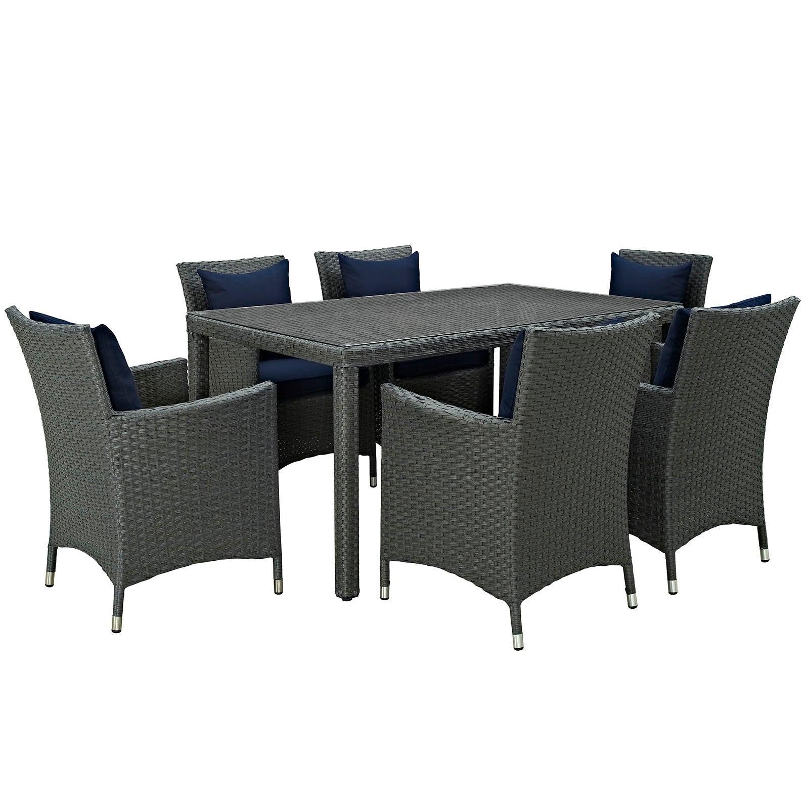 Modway Sojourn 7 Piece Outdoor Patio Sunbrella® Dining Set FredCo