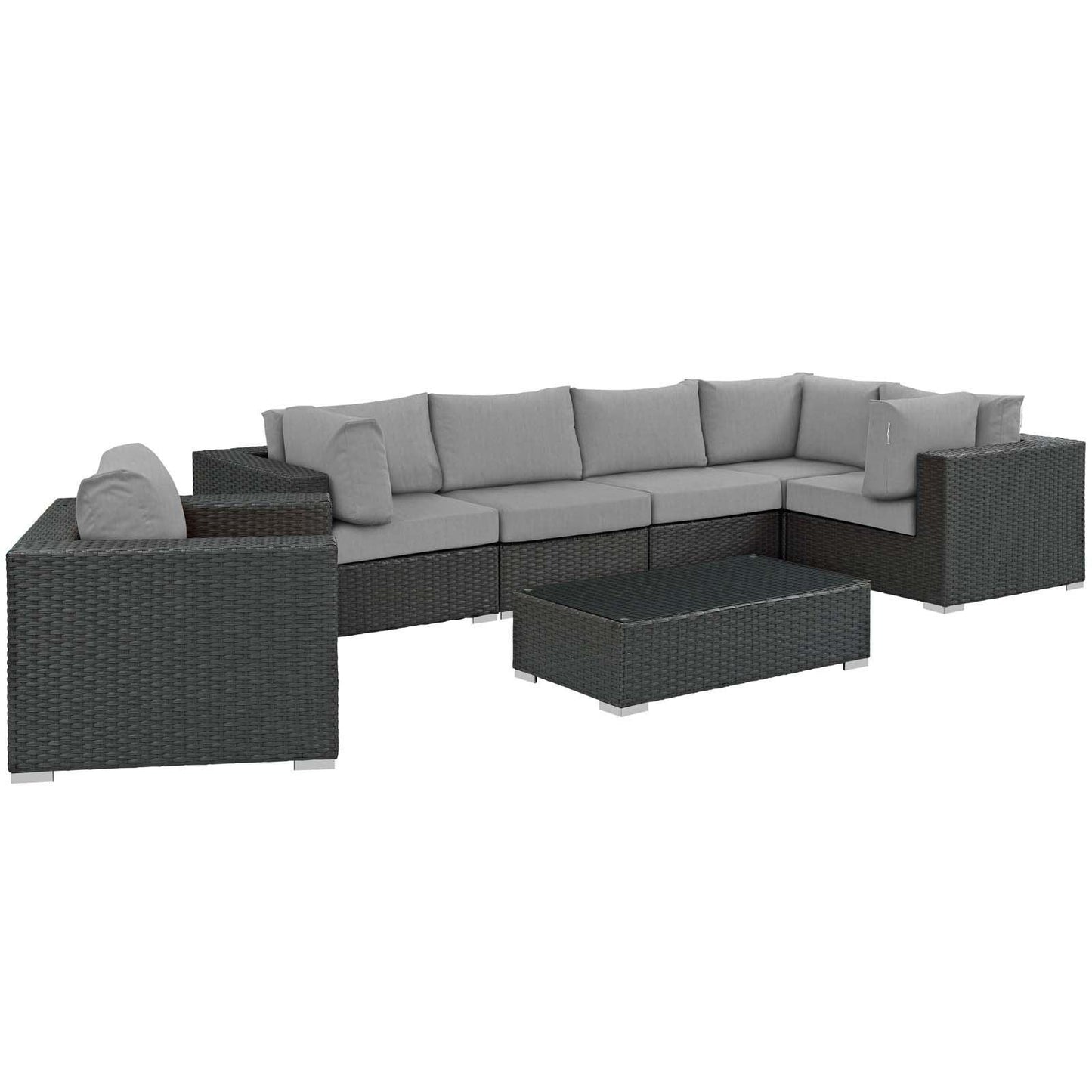 Modway Sojourn 7 Piece Outdoor Patio Sunbrella® Sectional Set FredCo