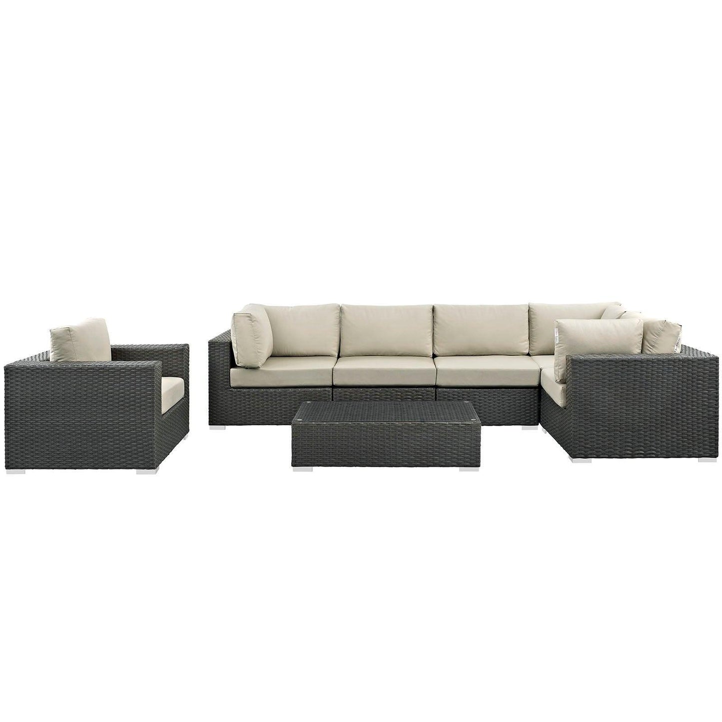 Modway Sojourn 7 Piece Outdoor Patio Sunbrella® Sectional Set FredCo