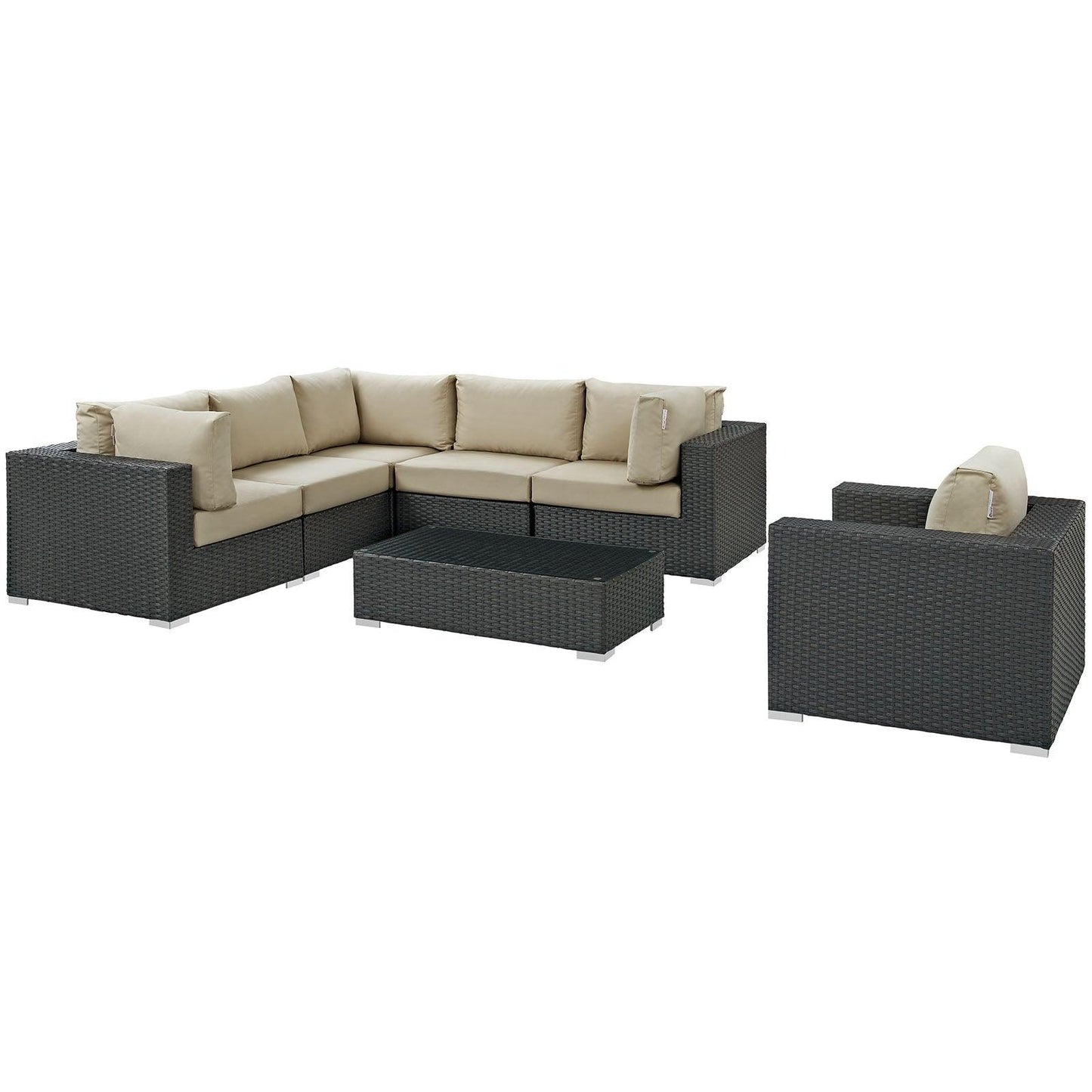 Modway Sojourn 7 Piece Outdoor Patio Sunbrella® Sectional Set FredCo