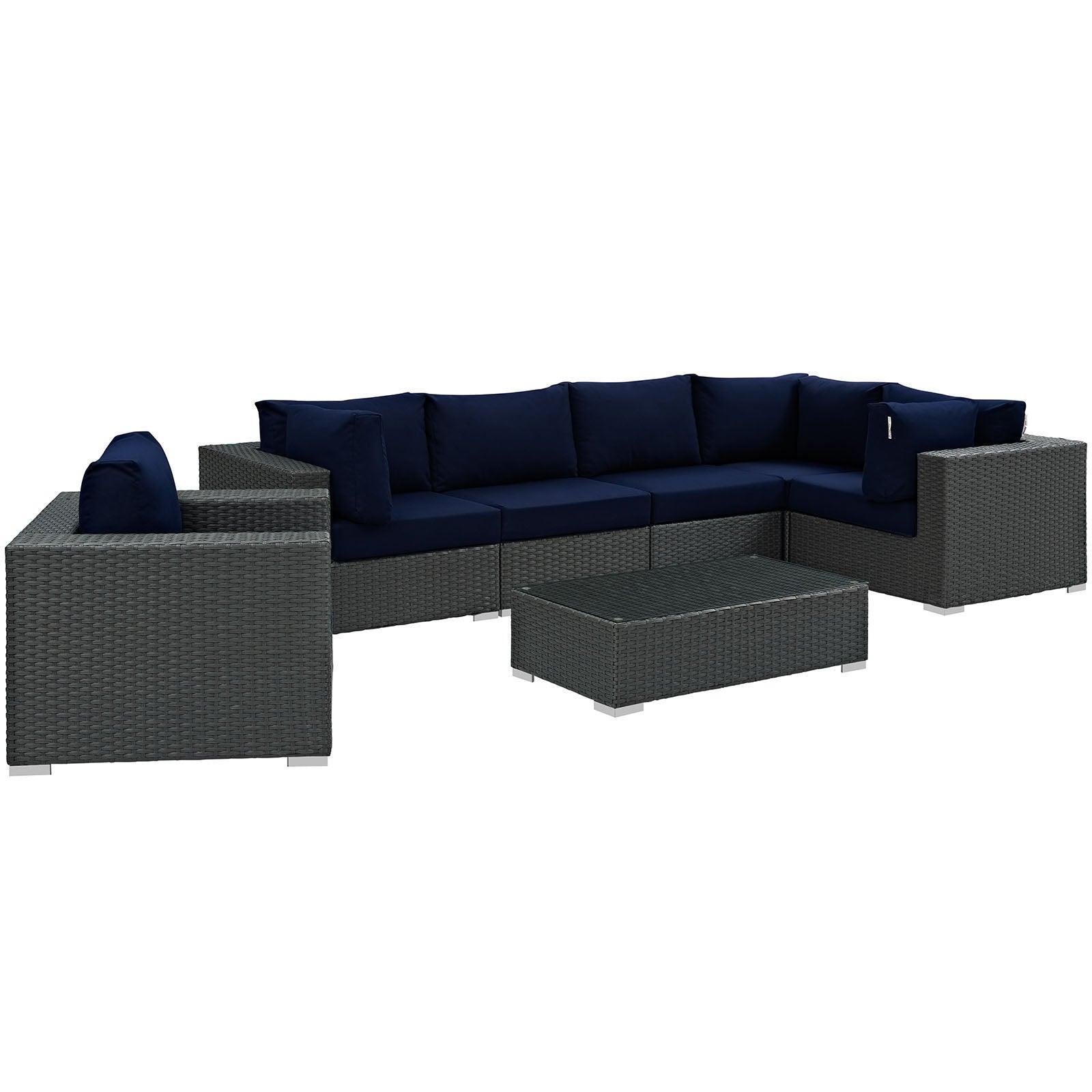 Modway Sojourn 7 Piece Outdoor Patio Sunbrella® Sectional Set FredCo
