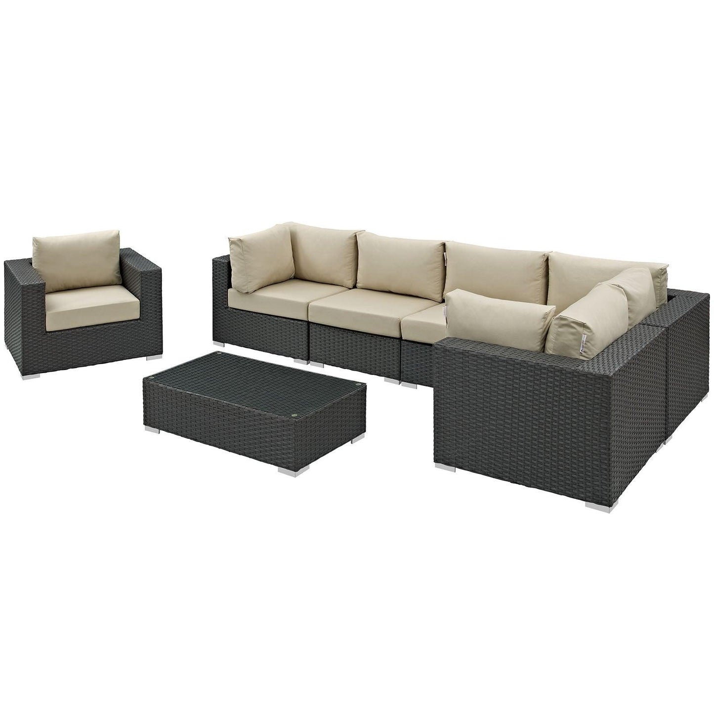 Modway Sojourn 7 Piece Outdoor Patio Sunbrella® Sectional Set FredCo