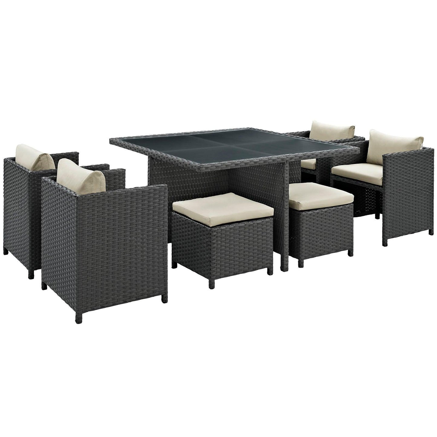 Modway Sojourn 9 Piece Outdoor Patio Sunbrella® Dining Set FredCo
