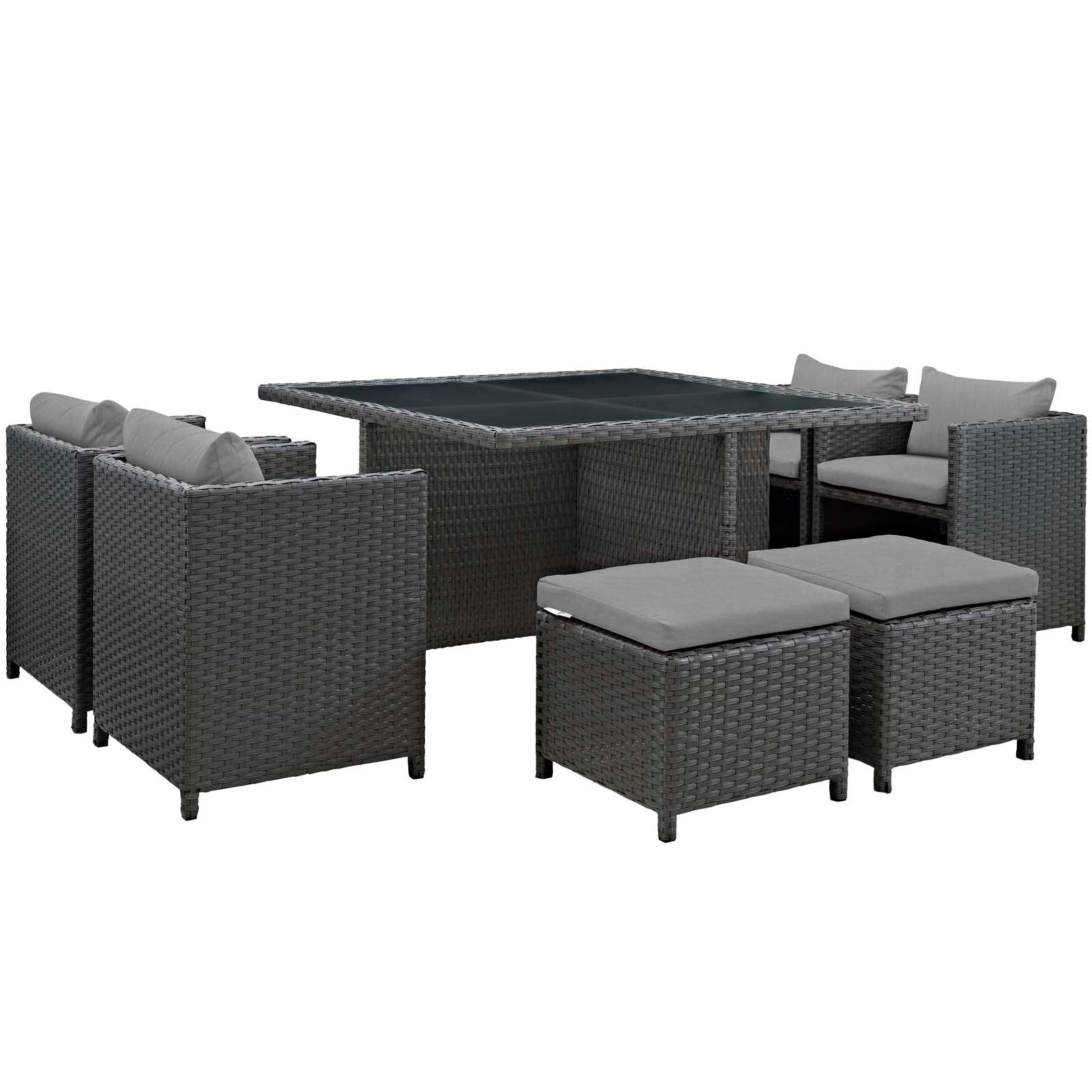 Modway Sojourn 9 Piece Outdoor Patio Sunbrella® Dining Set FredCo