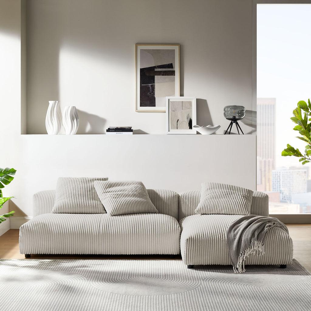 Modway Solace 2-Piece Modular Corduroy Upholstered Sectional Sofa With Chaise FredCo