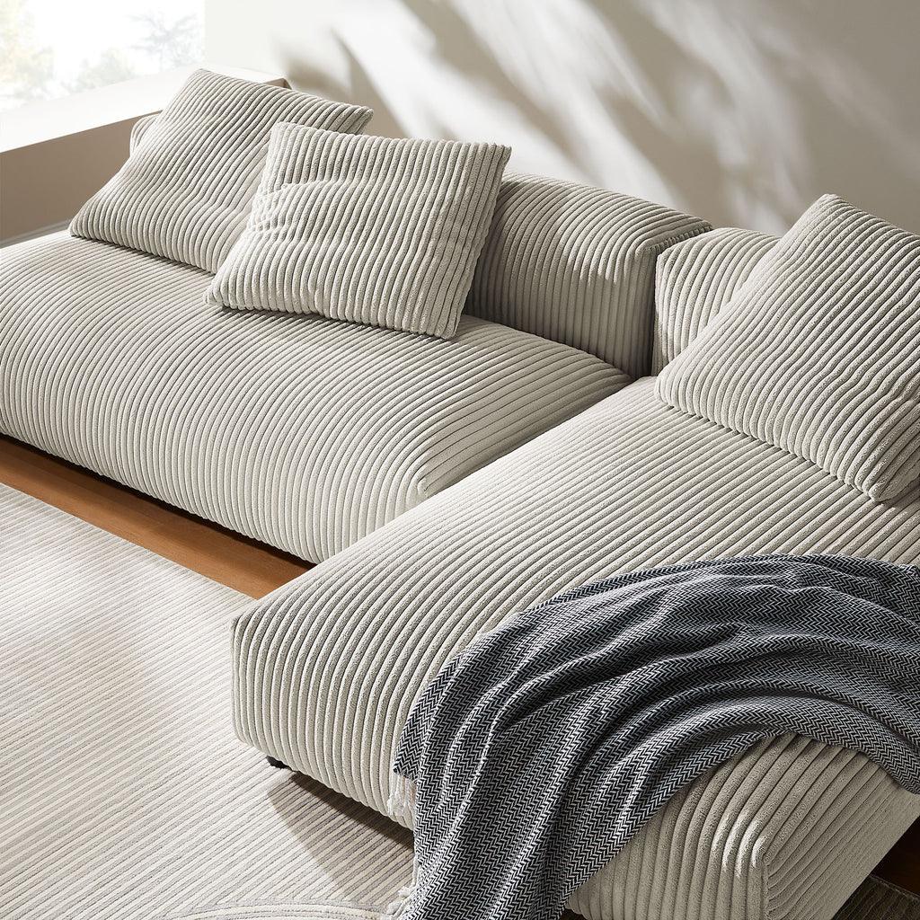 Modway Solace 2-Piece Modular Corduroy Upholstered Sectional Sofa With Chaise FredCo