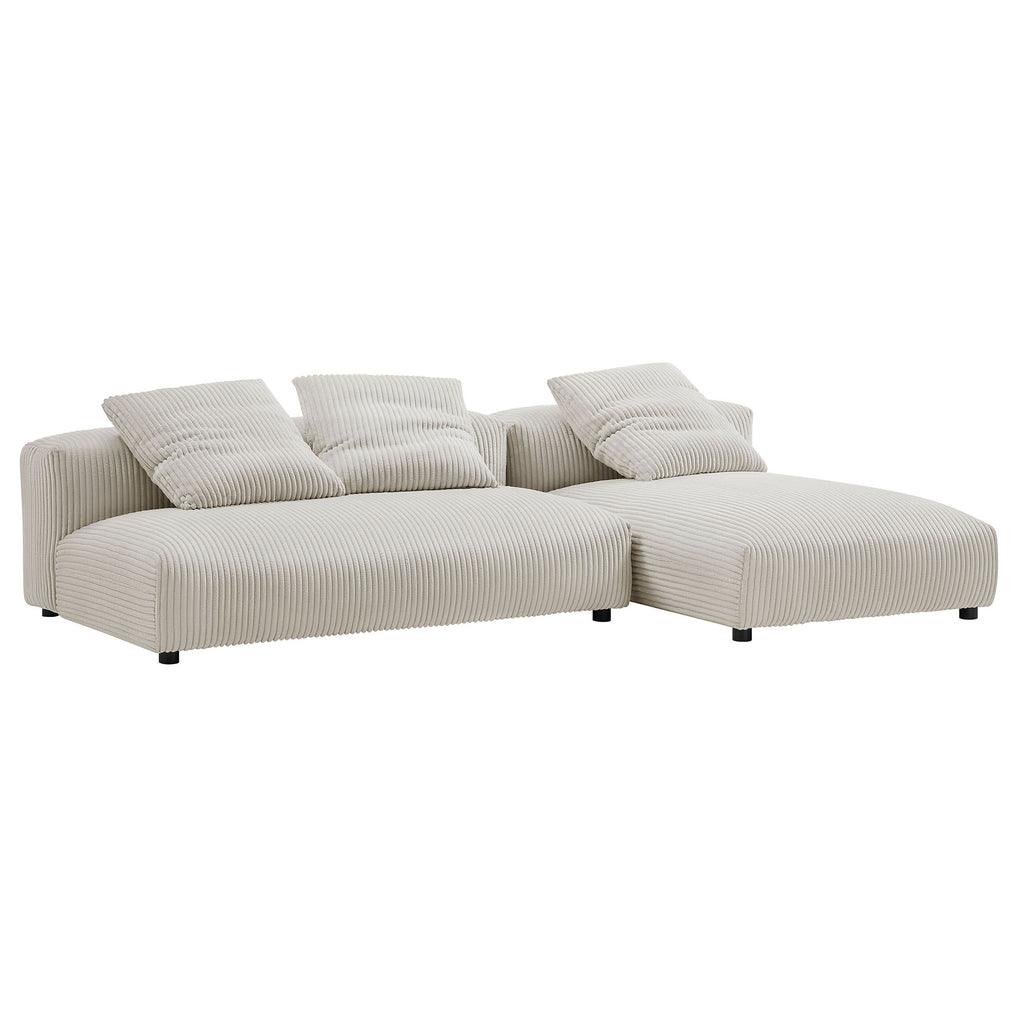 Modway Solace 2-Piece Modular Corduroy Upholstered Sectional Sofa With Chaise FredCo
