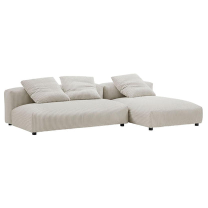 Modway Solace 2-Piece Modular Corduroy Upholstered Sectional Sofa With Chaise FredCo