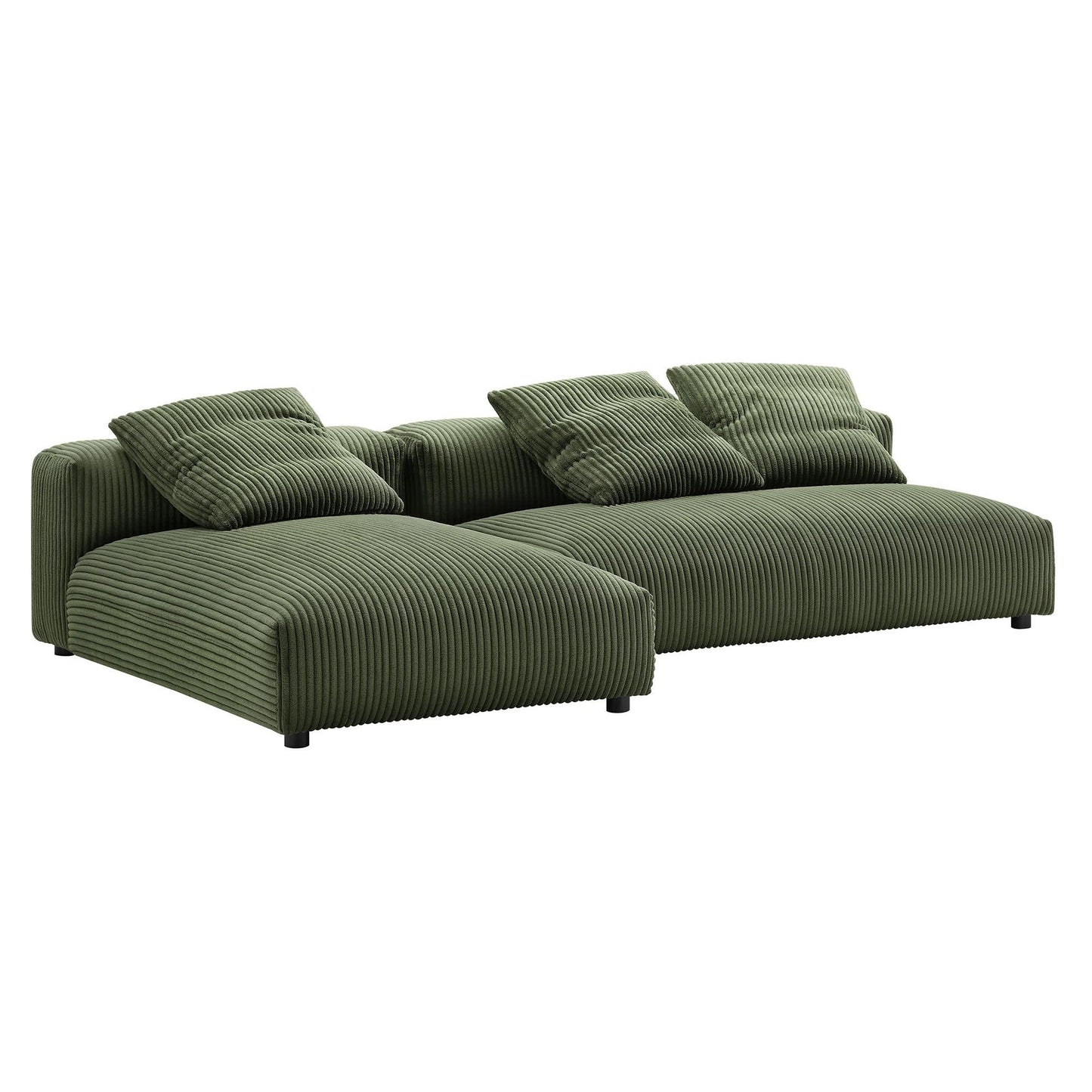 Modway Solace 2-Piece Modular Corduroy Upholstered Sectional Sofa With Chaise FredCo