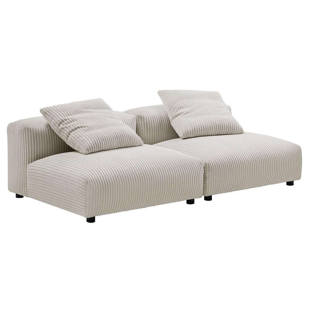 Modway Solace 2-Piece Modular Corduroy Upholstered Sofa FredCo