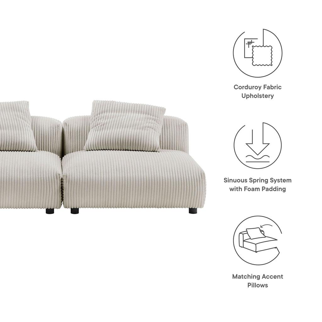Modway Solace 2-Piece Modular Corduroy Upholstered Sofa FredCo