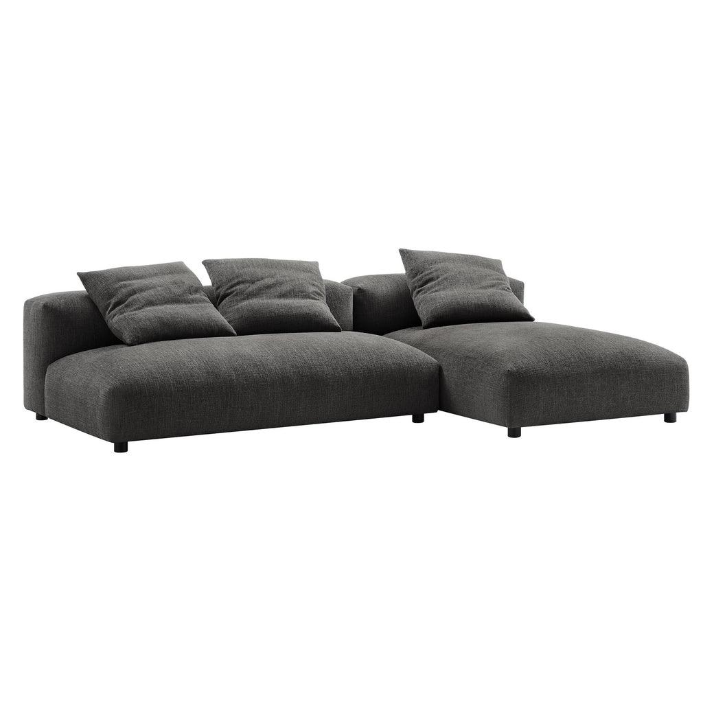 Modway Solace 2-Piece Modular Upholstered Fabric Sectional Sofa With Chaise FredCo