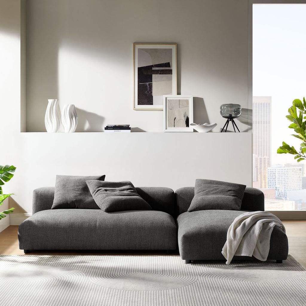 Modway Solace 2-Piece Modular Upholstered Fabric Sectional Sofa With Chaise FredCo