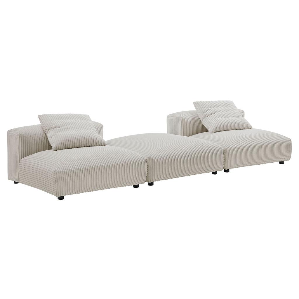 Modway Solace 3-Piece Modular Corduroy Upholstered Sectional Sofa FredCo