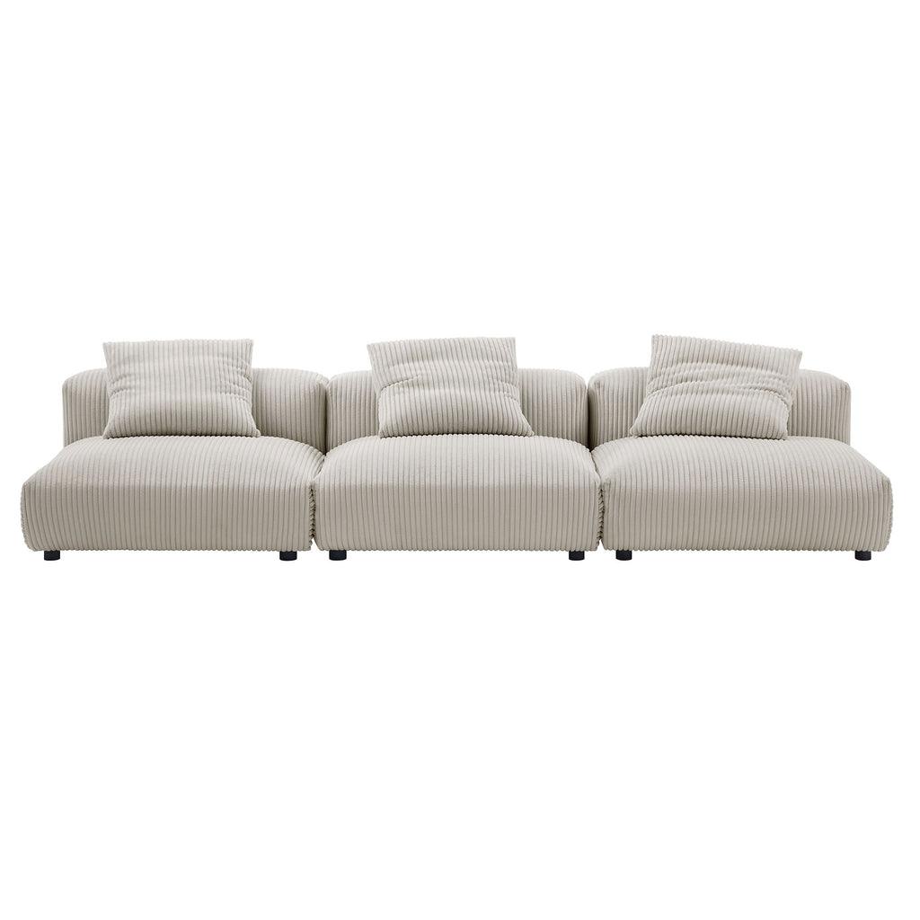 Modway Solace 3-Piece Modular Corduroy Upholstered Sofa FredCo